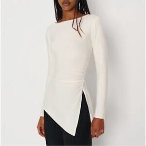 Reformation Margot Asymmetric Knit Top in Fior Di Latte M